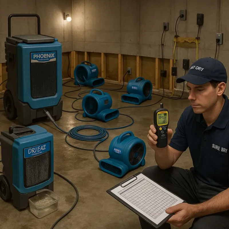 Structural Drying and Dehumidification process in Bellevue, MI